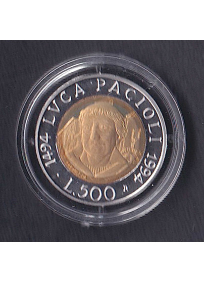 1994 - Lire 500 Bimetallica Luca Pacioli Fondo Specchio