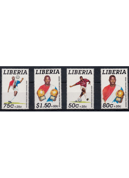 LIBERIA 1995 Serie 4 Valori George Weah Pallone D'Oro 1299-302 Yvert