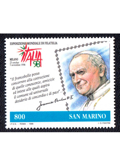 1998 - Vaticano Esposizione mondiale Filatelia congiunta San Marino