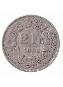 1860 - Svizzera Argento 2 Francs Silver Switzerland Standing Helvetia