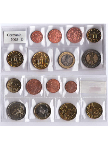 GERMANIA serie completa 8 monete anno 2005 Zecca D Fior di Conio