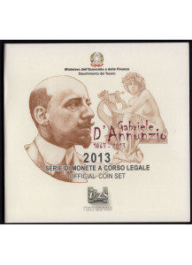 2013 - Divisionale I.P.Z.S. 10 Valori Italia  Con Moneta Argento 5 Euro Gabriele D'Annunzio