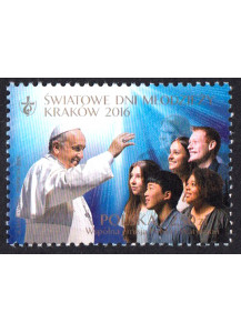 Vaticano francobollo G.ta della gioventù Cracovia Emiss. Congiunta Polonia 2016