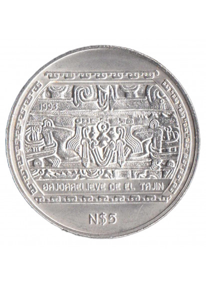 MESSICO 5 nuovi pesos 1 OZ Oncia d'argento TAJIN