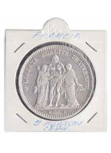 1874 - 5 Francs Argento Francia Hercule Strasburgo BB+