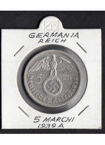 1939 - 5 Marchi argento Paul von Hindenburg Zecca A Q/Spl