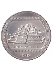 MESSICO 10 Pesos 1993 Ag 5 Once Piramide de El Tajin Fdc