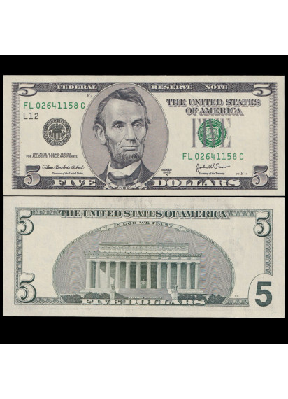 STATI UNITI  5 Dollars 2003 Series Abraham Lincoln "A" Fds