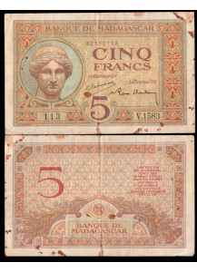 MADAGASCAR 5 Francs 1937 MB