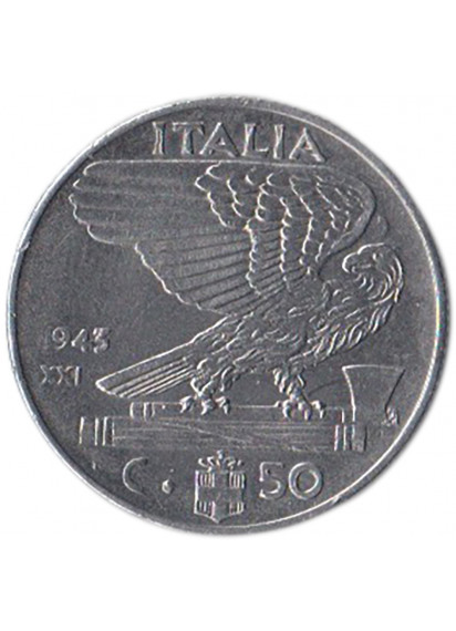 Vittorio Emanuele III 50 centesimi Impero Rara 1943 Q/Spl