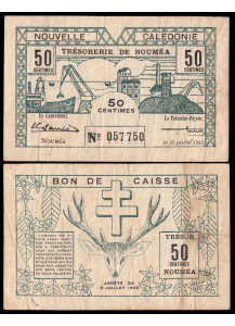 NUOVA CALEDONIA 50 Centimes 1943 Buona Coservazione
