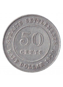 STRAITS SETTLEMENTS India Britannica 50 Cents 1920 Splendida