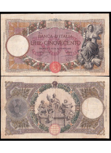 1919 - Lire 500 Mietitrice Decreto 16/07/1919 Roma MB+ Rara 2
