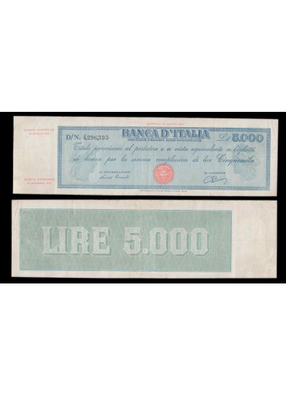1948 - 5000 Lire TITOLO PROVVISORIO Medusa BB+