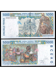 COSTA D'AVORIO (W.A.S.) 5000 Francs 2002 Fior di Stampa