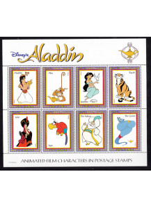 GUYANA foglietto Disney personaggi tratti dal film Aladdin 