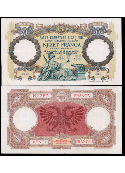 ALBANIA 20 Franchi Occupazione Italiana 1939 Conservazione Spl+