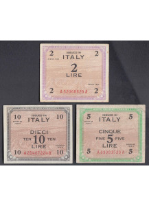 1943-45 Lotto composto da  2 - 5 - 10 Am lire Conservazione BB Spl