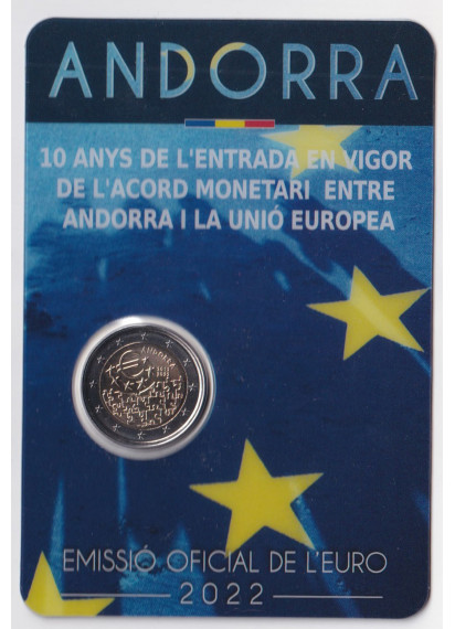 2022 - 2 Euro ANDORRA "10 Anni Convenzione Monetaria UE" FDC