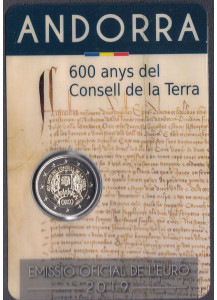 2019 - ANDORRA 2 Euro 600º anniversario del Consell de la Terra