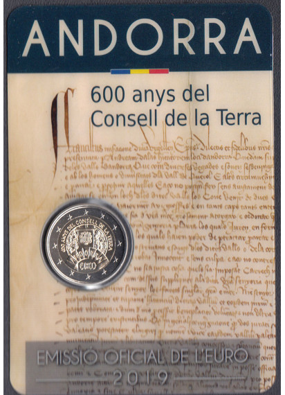 2019 - ANDORRA 2 Euro 600º anniversario del Consell de la Terra