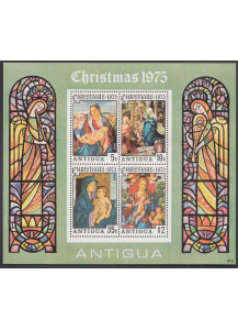 ANTIGUA  1975  Natale BF 4 Val. Pitture Religiose Vergine