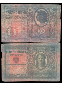 AUSTRIA 100 Kronen 1902 (1912) rittratto di donna BB+
