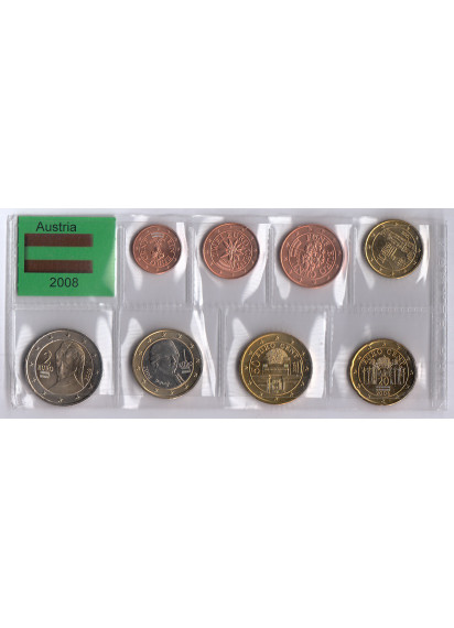 AUSTRIA Serie 8 monete euro 2008 Fior di Conio