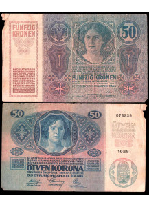 AUSTRIA 50 Kronen 1909 (1914) rittratto di donna MB