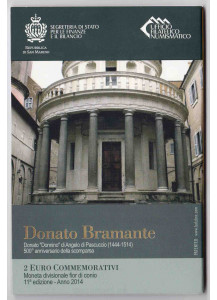 2014 - Bramante 500 Anni Morte 2 € in Folder San Marino