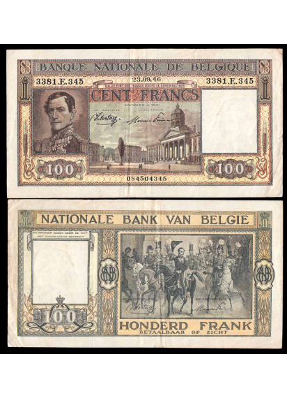 BELGIO 100 Francs 16.02.1946 BB+