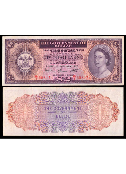 BELIZE 2 dollari 1976 Elisabetta da Giovane Q/Fds Rara