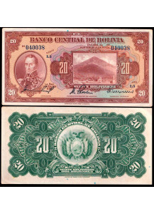 BOLIVIA 20 Bolivianos 1928 Stupenda Rara
