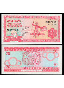 BURUNDI 20 Francs 1989-07 Fior di Stampa
