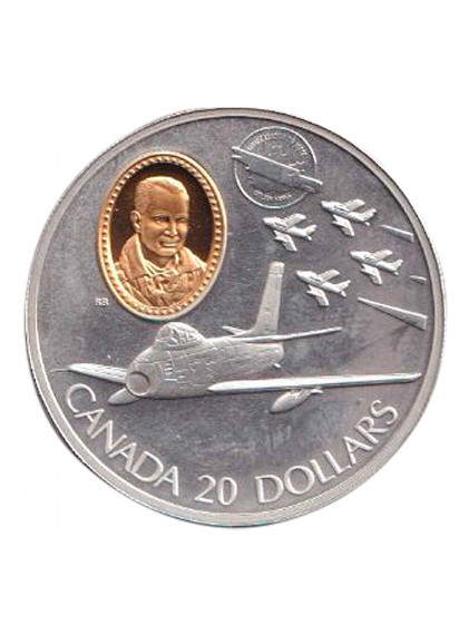CANADA Argento 20 Dollars "Canadair F-86 Sabre" 1997 Fdc