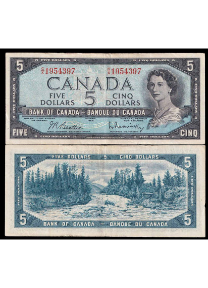 CANADA 5 Dollars 1954 "Elisabetta II" BB+