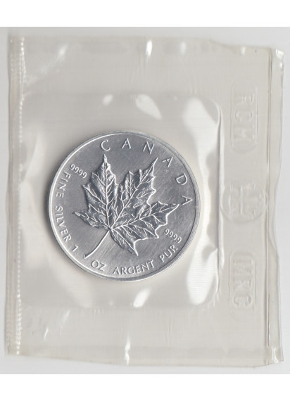 1990 CANADA foglia acero argento oncia sigillata