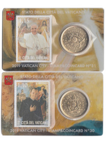 2019 -  Coincard VATICANO 50 Cents N. 30-31 Papa Francesco