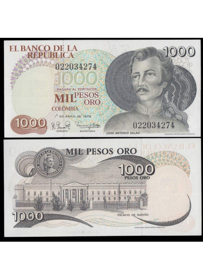 COLOMBIA 1000 Pesos 1979 José Antonio Galán Fds
