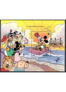 GAMBIA foglietto con personaggi Disney nuovo 1992 MNH**