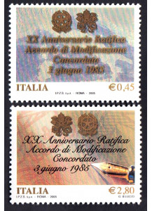 2005 - Vaticano 20° Anniv. ratifica Concordato Santa Sede e Italia nuovi