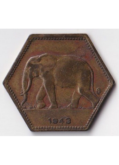 CONGO BELGA 2 Franchi Elefante 1943 BB+
