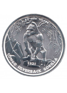 CONGO Silverback Gorilla 1 Oz Ag 5000 Franchi Congo 2021 Unc
