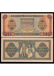 CROAZIA 1000 Kuna 1943 Stato Indipendente Fior di Stampa