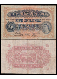 EAST AFRICA 5 Shillings Elizabeth II 1955 BB