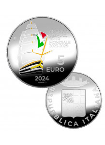 2024 - 5 Euro Ag ITALIA Nave Amerigo Vespucci 2023-25 Colorata PROOF