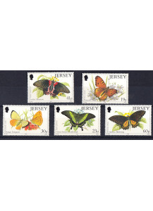 Jersey tematica farfalle seire di 5 valori nuovi 1995 Unificato 706/10