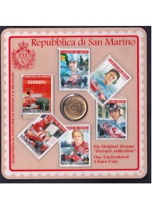 SAN MARINO BLISTER 1 EURO 2002 + bolli Ferrari Collections