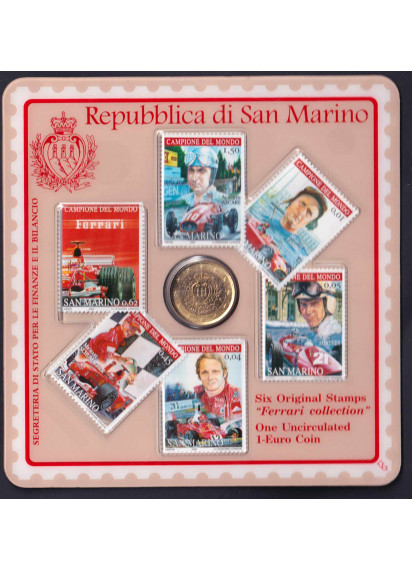 SAN MARINO BLISTER 1 EURO 2002 + bolli Ferrari Collections