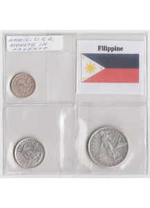 Filippine set composto da 10 - 20 - 50 1944-45 Centavos in Ag BB
